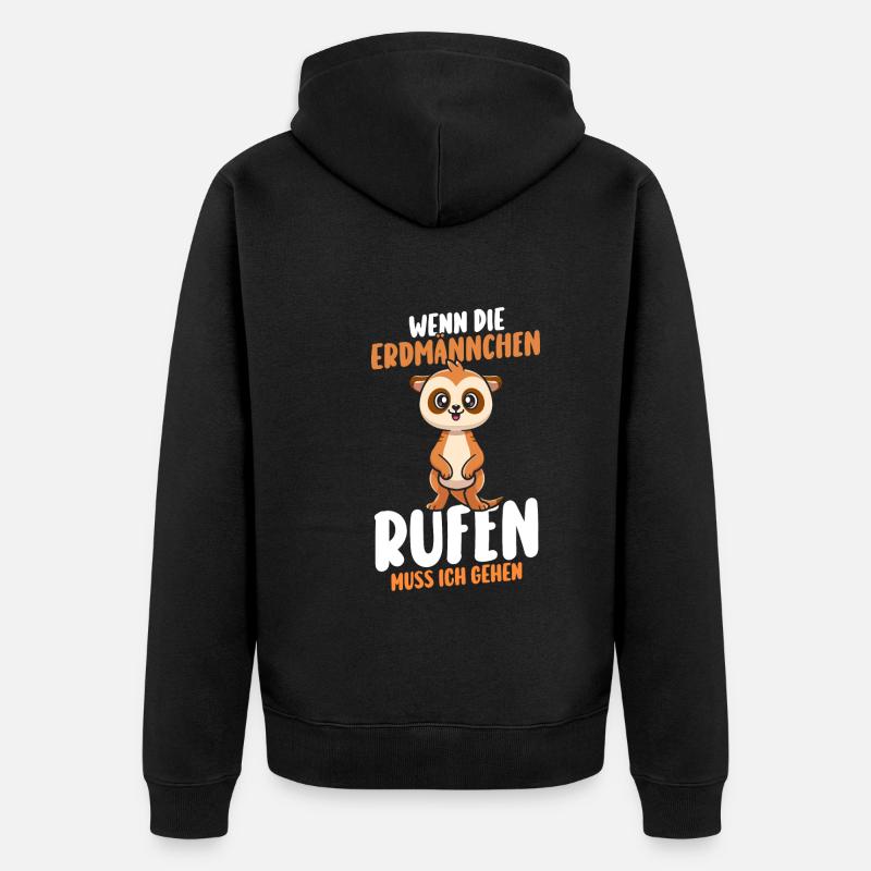 Erdmännchen - Unisex Premium Bio Zip Hoodie - Schwarz