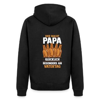 Papa Bière Père Fête des Pères - Veste à capuche bio Premium Unisexe - noir - Dos - Nico (187cm)
