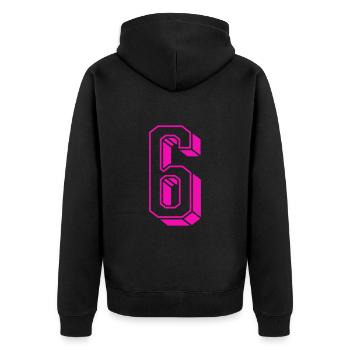 Zahl Sechs - Nummer 6 pink Mädchen Trikotnummer - Unisex Premium Bio Zip Hoodie - Schwarz - Hinten - Nico (187cm)