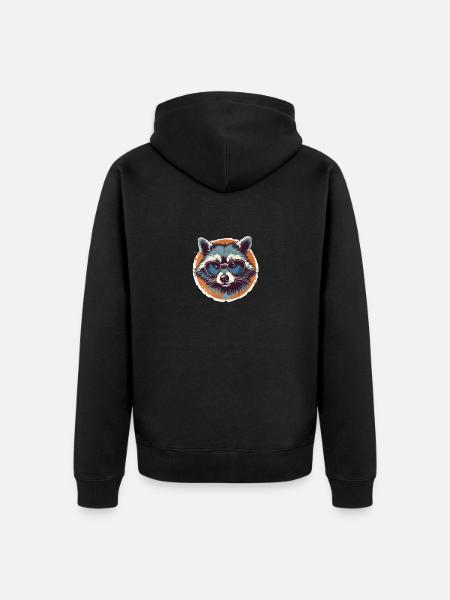 Waschbär Sonnenbrille Schupp Ringelschwanz - Unisex Premium Bio Zip Hoodie - Schwarz