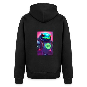 Space Frog Future Cyborg Robot - Unisex Premium Organic Zip Hoodie - black - Back - Nico (187cm)
