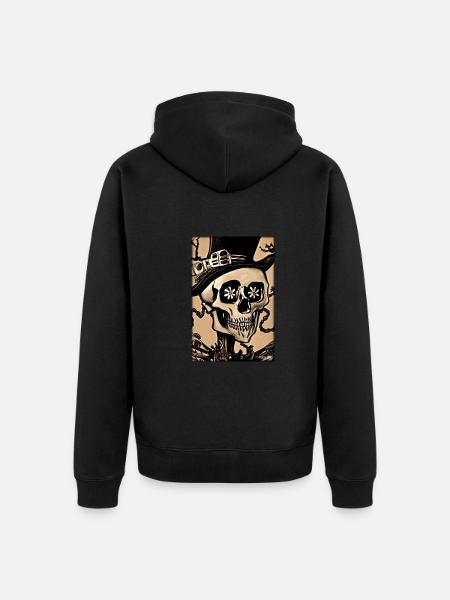 Skeleton Skull Flower Steampunk Halloween - Unisex Premium Organic Zip Hoodie - black