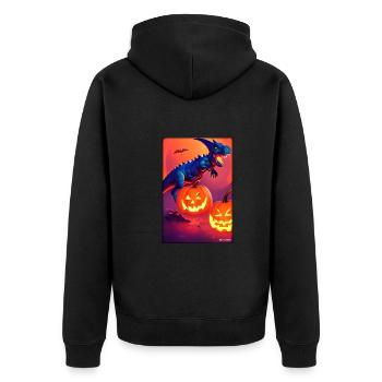 Halloween Dinosaur Pumpkin - Unisex Premium Organic Zip Hoodie - black - Back - Nico (187cm)