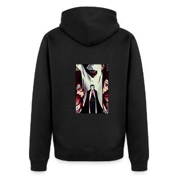 Manga Vampir Dracula Monster Halloween - Unisex Premium Bio Zip Hoodie - Schwarz - Hinten - Nico (187cm)