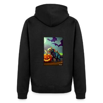 Halloween Dinosaur Pumpkin Bat - Unisex Premium Organic Zip Hoodie - black - Back - Nico (187cm)