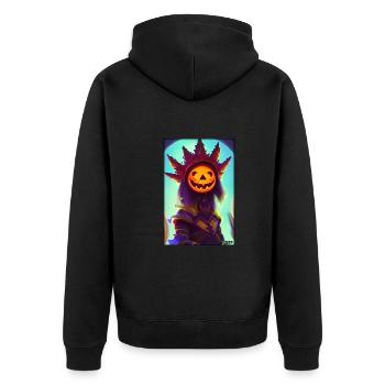 Happy Halloween Pumpkin King Monster - Unisex Premium Organic Zip Hoodie - black - Back - Nico (187cm)