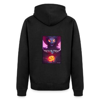 Halloween Hexe Zombie Monster Kürbis Süßes Saures - Unisex Premium Bio Zip Hoodie - Schwarz - Hinten - Nico (187cm)