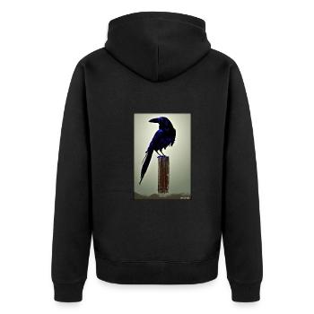 Mystisch Nacht blau Rabe Vogel - Unisex Premium Bio Zip Hoodie - Schwarz - Hinten - Nico (187cm)