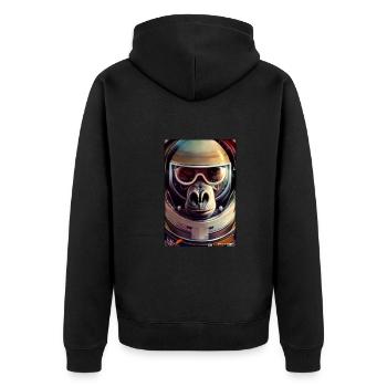 Monkey Animal Astronaut Space Space Universe 3 - Unisex Premium Organic Zip Hoodie - black - Back - Nico (187cm)
