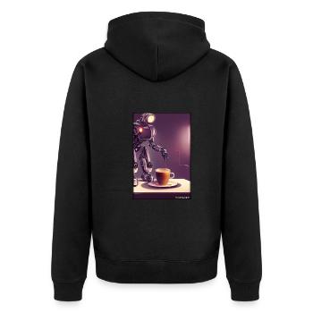 Robot Coffee Future Science Machine - Unisex Premium Organic Zip Hoodie - black - Back - Nico (187cm)