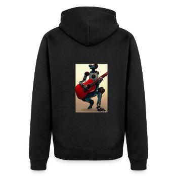 Roboter Gitarre Gitarrist Zukunft Musik Musiker - Unisex Premium Bio Zip Hoodie - Schwarz - Hinten - Nico (187cm)