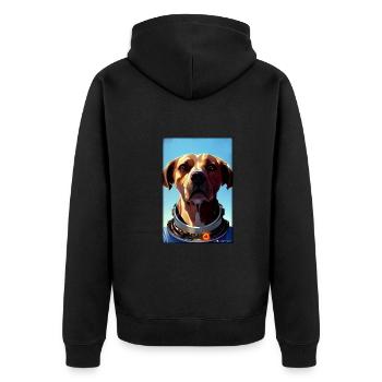Dog Pet Astronaut Future Sci-Fi Technology - Unisex Premium Organic Zip Hoodie - black - Back - Nico (187cm)