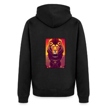 Lion Big Cat Cyber Neon Punk Future Sci-Fi - Unisex Premium Organic Zip Hoodie - black - Back - Nico (187cm)