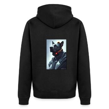 Dog Dog Lovers Cyber Neon Punk Future Sci-Fi - Unisex Premium Organic Zip Hoodie - black - Back - Nico (187cm)