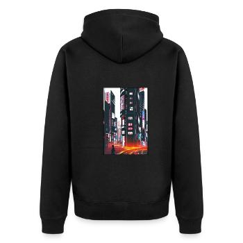 Tokyo City Stadt Cyber Punk Zukunft Sci-Fi Asien - Unisex Premium Bio Zip Hoodie - Schwarz - Hinten - Nico (187cm)