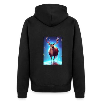 Reindeer Christmas Space Galaxy Universe Map - Unisex Premium Organic Zip Hoodie - black - Back - Nico (187cm)