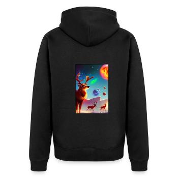 Reindeer Christmas Space Galaxy Universe Map - Unisex Premium Organic Zip Hoodie - black - Back - Nico (187cm)