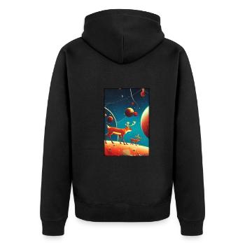 Reindeer Christmas Space Galaxy Universe Map - Unisex Premium Organic Zip Hoodie - black - Back - Nico (187cm)
