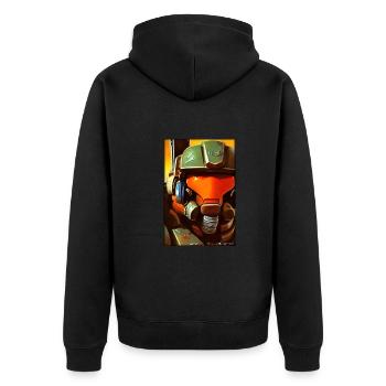 Kampfbot Robot Super Soldier Machine Warrior - Unisex Premium Organic Zip Hoodie - black - Back - Nico (187cm)