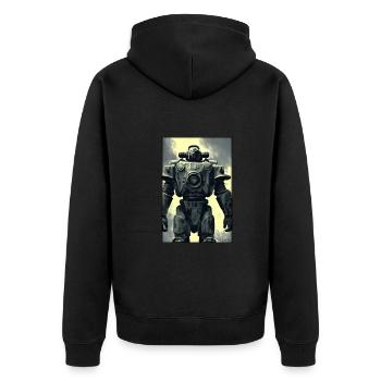 Kampfbot Robot Super Soldier Machine Warrior - Unisex Premium Organic Zip Hoodie - black - Back - Nico (187cm)