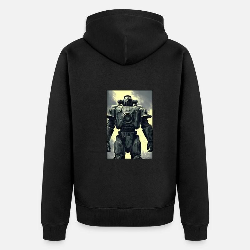 Kampfbot Roboter Supersoldat Maschine Krieger - Unisex Premium Bio Zip Hoodie - Schwarz