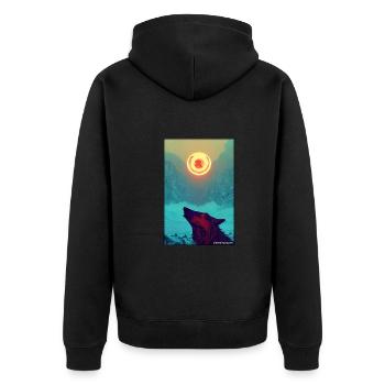 Loup Animal Motif Nature Faune Mystique Sauvage - Veste à capuche bio Premium Unisexe - noir - Dos - Nico (187cm)