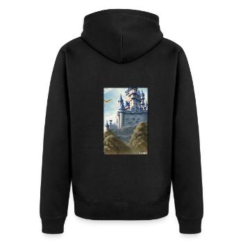 Schloss Burg Festung Architektur Landschaft - Unisex Premium Bio Zip Hoodie - Schwarz - Hinten - Nico (187cm)