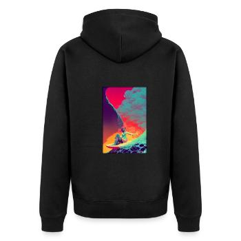 Surfergirl Mädchen Frau Surfbrett Wellen Meer - Unisex Premium Bio Zip Hoodie - Schwarz - Hinten - Nico (187cm)