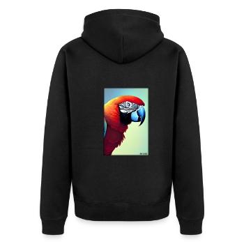 Papagei Papageien Vogel Vögel Ara Tier Wildtier - Unisex Premium Bio Zip Hoodie - Schwarz - Hinten - Nico (187cm)