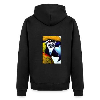 Papagei Papageien Vogel Vögel Ara Tier Wildtier - Unisex Premium Bio Zip Hoodie - Schwarz - Hinten - Nico (187cm)