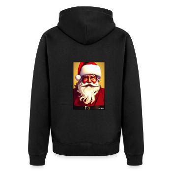 Weinachten Weihnachtsmann weihnachtlich Winter - Unisex Premium Bio Zip Hoodie - Schwarz - Hinten - Nico (187cm)