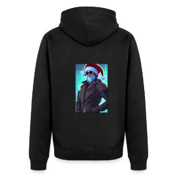 Santa Claus Christmas Future Cyber Neon Punk - Unisex Premium Organic Zip Hoodie - black - Back - Nico (187cm)