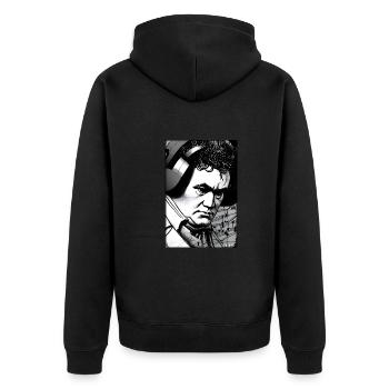 Ludwig van Beethoven DJ Kopfhörer Musik Party - Unisex Premium Bio Zip Hoodie - Schwarz - Hinten - Nico (187cm)
