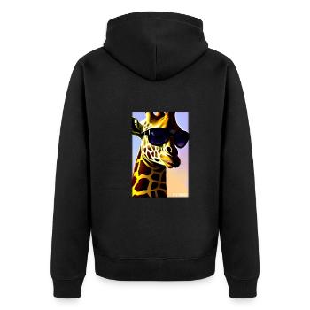 Giraffe Sonnenbrille Tierwelt Tiere Zoo Safari - Unisex Premium Bio Zip Hoodie - Schwarz - Hinten - Nico (187cm)