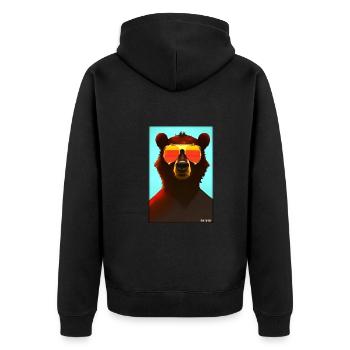 Bear Sunglasses Wildlife Forest Animals Wilderness - Unisex Premium Organic Zip Hoodie - black - Back - Nico (187cm)