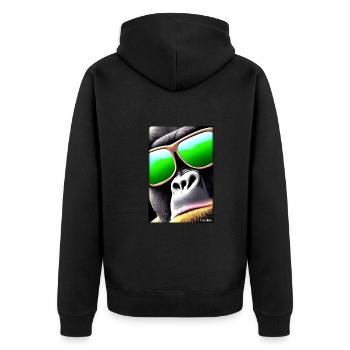 Gorilla Sonnenbrille Tierwelt Waldtier Tiere Wild - Unisex Premium Bio Zip Hoodie - Schwarz - Hinten - Nico (187cm)