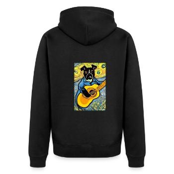 Chien Guitare Animal de compagnie Musicien Chien Ami - Veste à capuche bio Premium Unisexe - noir - Dos - Nico (187cm)