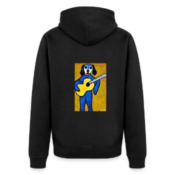 Chien Guitare Animal de compagnie Musicien Chien Ami - Veste à capuche bio Premium Unisexe - noir - Dos - Nico (187cm)