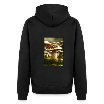 Pilze Wald Natur Herbst Naturliebe Wandern - Unisex Premium Bio Zip Hoodie - Schwarz - Hinten - Nico (187cm)