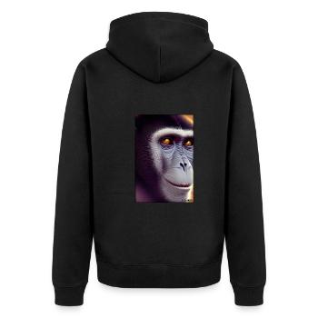 Affe Wildtier Affenkopf Tierwelt Zoo Safari Tiere - Unisex Premium Bio Zip Hoodie - Schwarz - Hinten - Nico (187cm)
