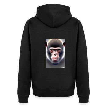 Affe Wildtier Affenkopf Tierwelt Zoo Safari Tiere - Unisex Premium Bio Zip Hoodie - Schwarz - Hinten - Nico (187cm)