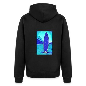 Surfer Surfbrett Wassersport Sommer Sonne Strand - Unisex Premium Bio Zip Hoodie - Schwarz - Hinten - Nico (187cm)