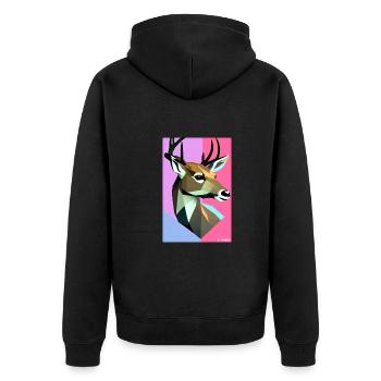 Cerf Polygone Faune sauvage Forêt Nature Bois - Veste à capuche bio Premium Unisexe - noir - Dos - Nico (187cm)
