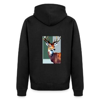 Cerf Polygone Faune sauvage Forêt Nature Bois - Veste à capuche bio Premium Unisexe - noir - Dos - Nico (187cm)