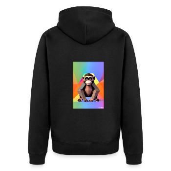 Affe Polygon Tiere Wildnis Zoo Afrika Safari - Unisex Premium Bio Zip Hoodie - Schwarz - Hinten - Nico (187cm)