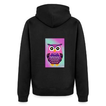 Eule Wütend Polygon Waldtier Wildnis Vogel Nacht - Unisex Premium Bio Zip Hoodie - Schwarz - Hinten - Nico (187cm)