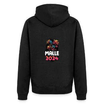 Malle Party Crew - Unisex Premium Organic Zip Hoodie - black - Back - Nico (187cm)
