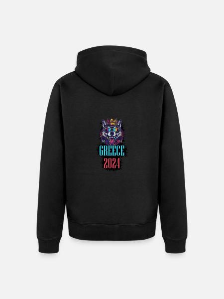 Grèce 2024 Vacances Loup - Veste à capuche bio Premium Unisexe - noir