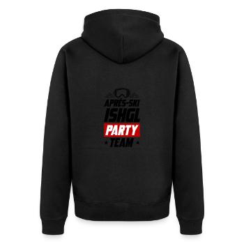 Après Ski Ishgl Party Team - Unisex Premium Organic Zip Hoodie - black - Back - Nico (187cm)