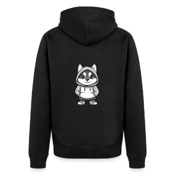 Husky Hund Lustig - Unisex Premium Bio Zip Hoodie - Schwarz - Hinten - Nico (187cm)